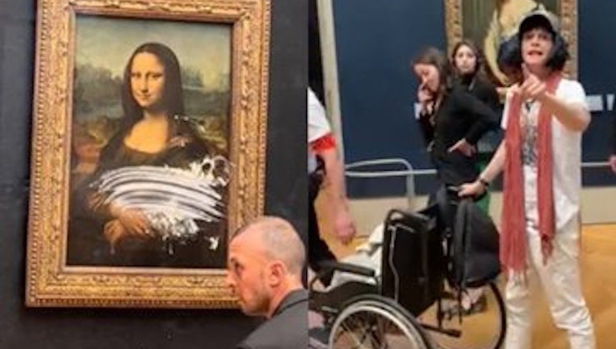 Hombre lanza pastel a cuadro de la ‘Mona Lisa’ (VIDEO)