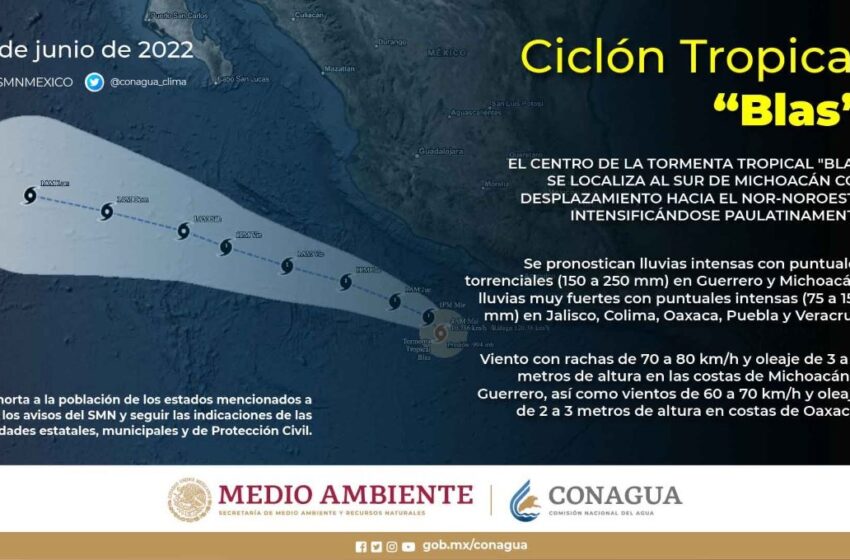 Preven que Tormenta Tropical Blas se convierta en Huracán categoría 1