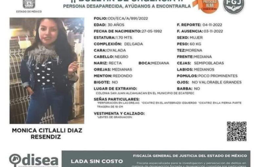 Cuerpo hallado en carretera México-Cuernavaca puede corresponder a Mónica Citlalli