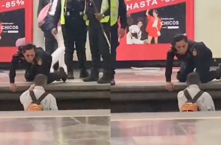 Policía salva a usuario invidente que cayó a las vías del Metro (VIDEO)