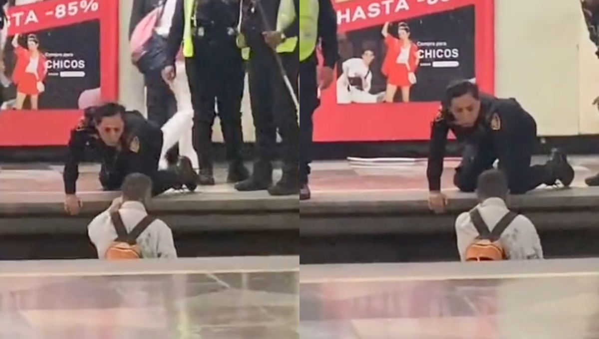 Policía salva a usuario invidente que cayó a las vías del Metro (VIDEO)
