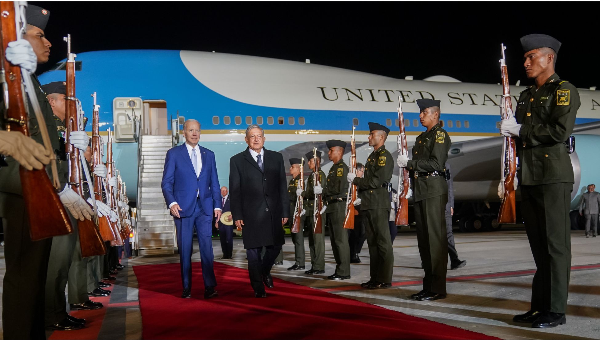 AMLO recibe a Biden en el AIFA; migración e integración económica fueron algunos temas de los que dialogaron inicialmente￼