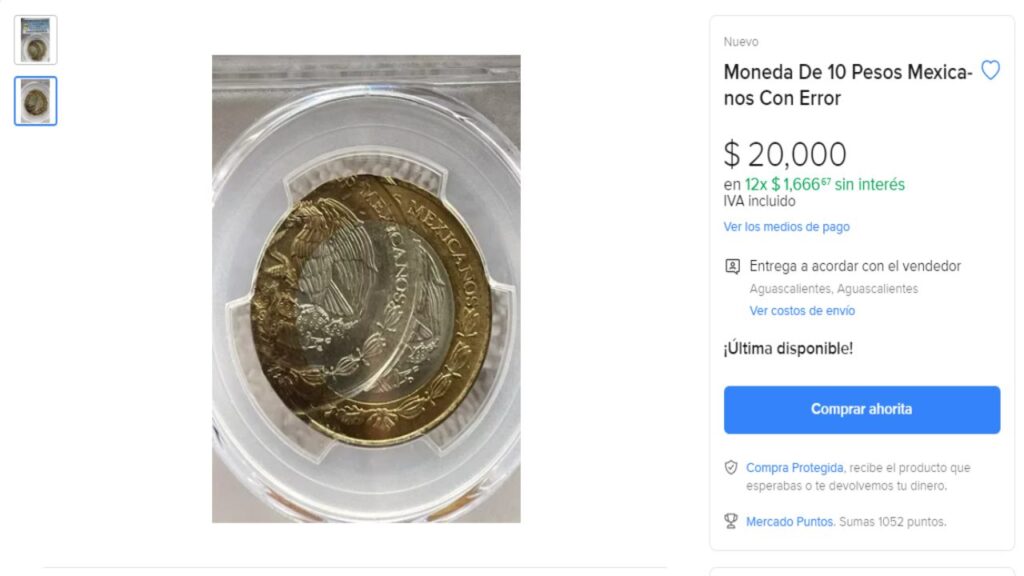 Moneda mexicana a la venta