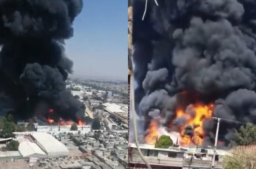 Causa pánico incendio en fábrica de plásticos en Xalostoc, Ecatepec