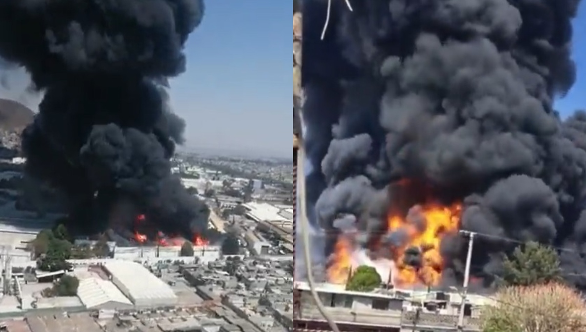Causa pánico incendio en fábrica de plásticos en Xalostoc, Ecatepec