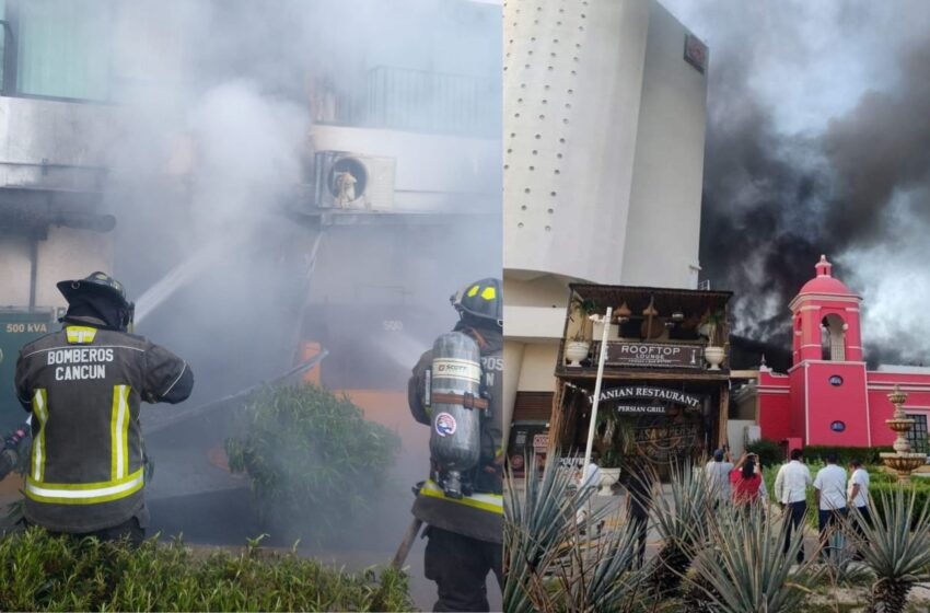 Incendio en zona hotelera de Cancún.