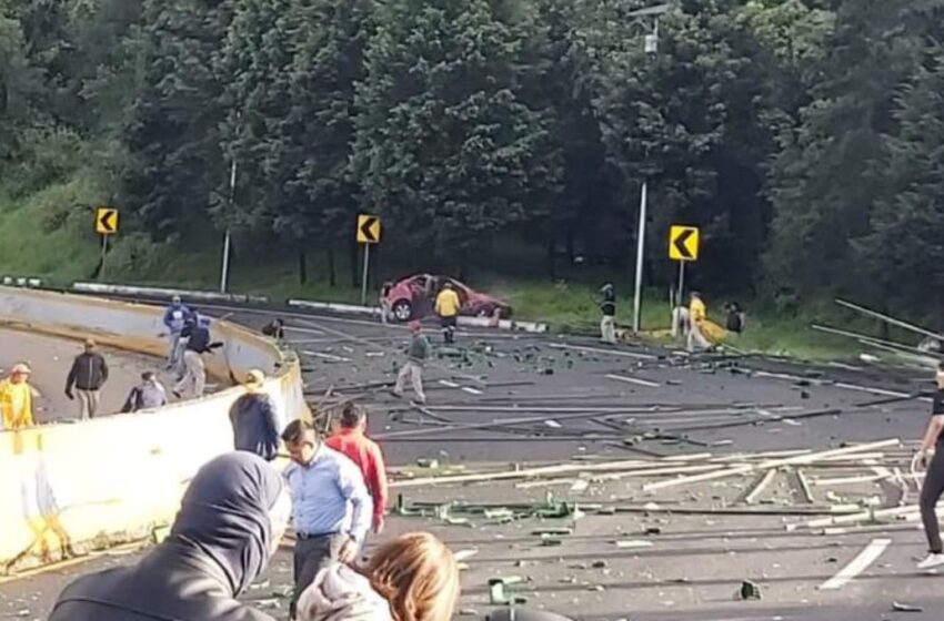 Se registró un fuerte accidente en la México-Cuernavaca a la altura de La Pera