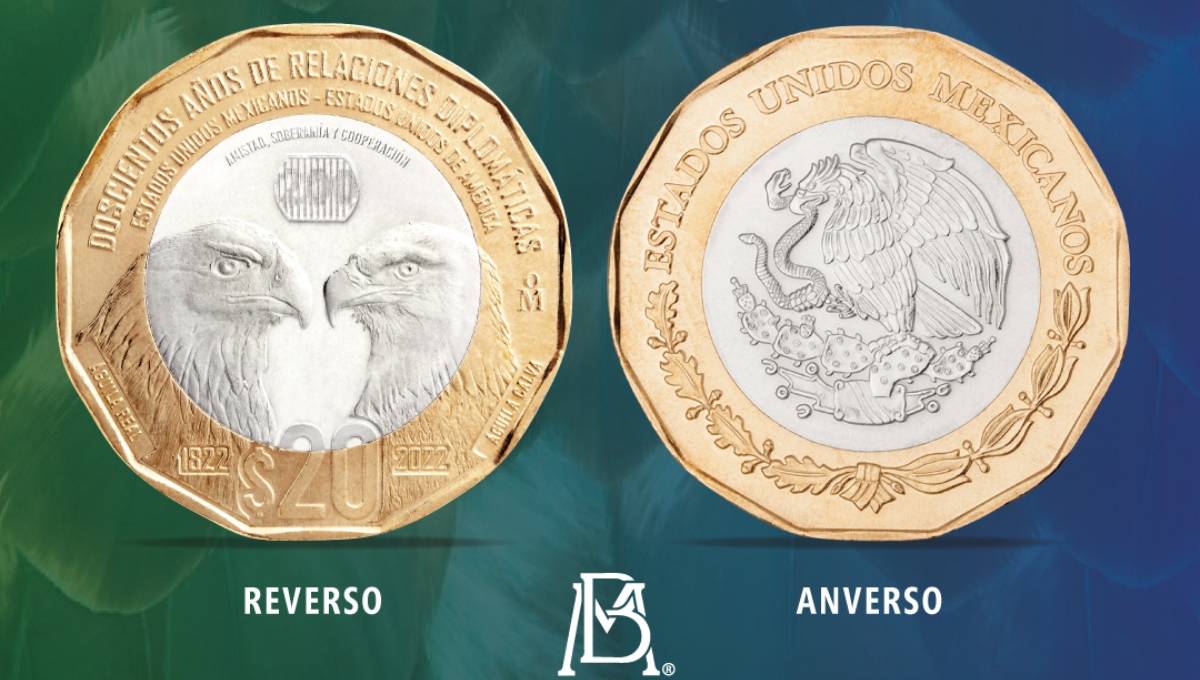 Presentan nueva moneda de 20 pesos que conmemora la relación diplomática entre México y Estados Unidos