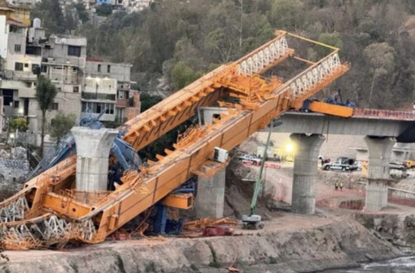 Colapsa grúa de 800 toneladas en obras del Tren Interurbano 