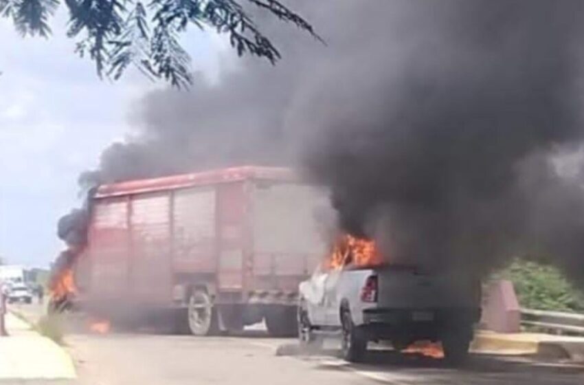 Reportan quema de vehículos y comercios en Tabasco