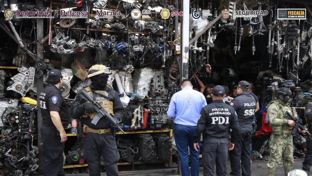 Aseguran más de 12 mil toneladas de autopartes robadas en CDMX y Edomex