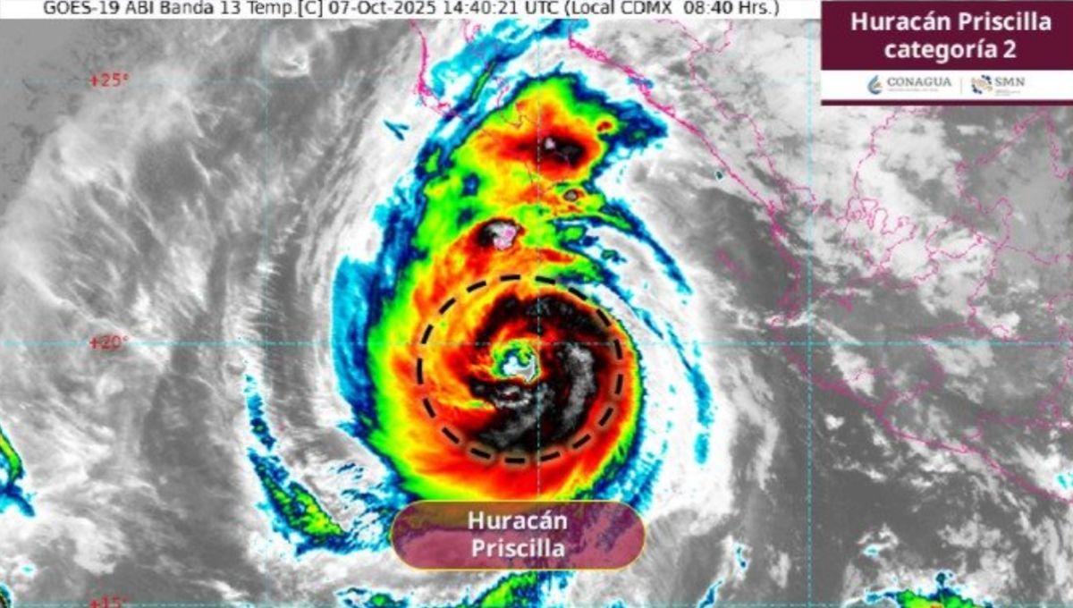Huracán Priscilla se intensifica a categoría 2; trae lluvias fuertes y oleaje elevado en el Pacífico mexicano