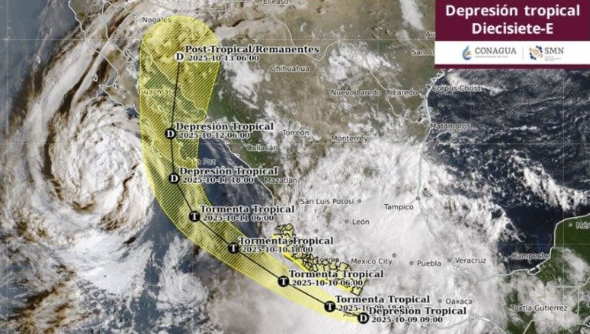 Depresión tropical Diecisiete-E frente a las costas de Guerrero, trae lluvias torrenciales 
