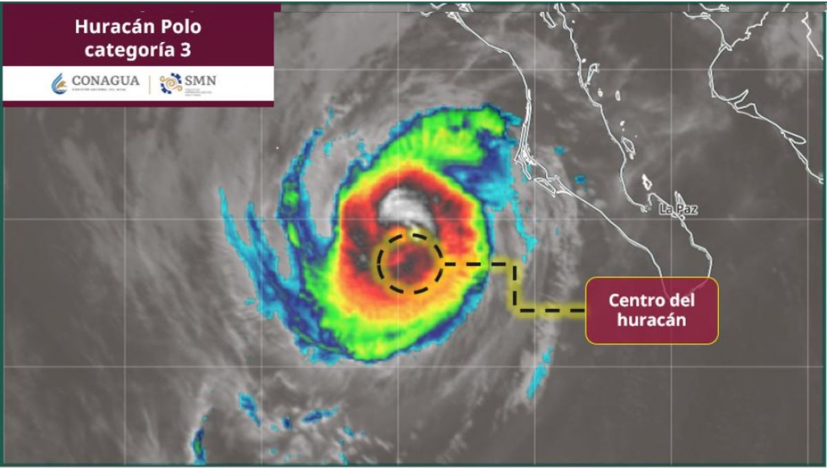Huracán Polo se mantiene categoría 3 y tocará tierra en Baja California Sur hoy